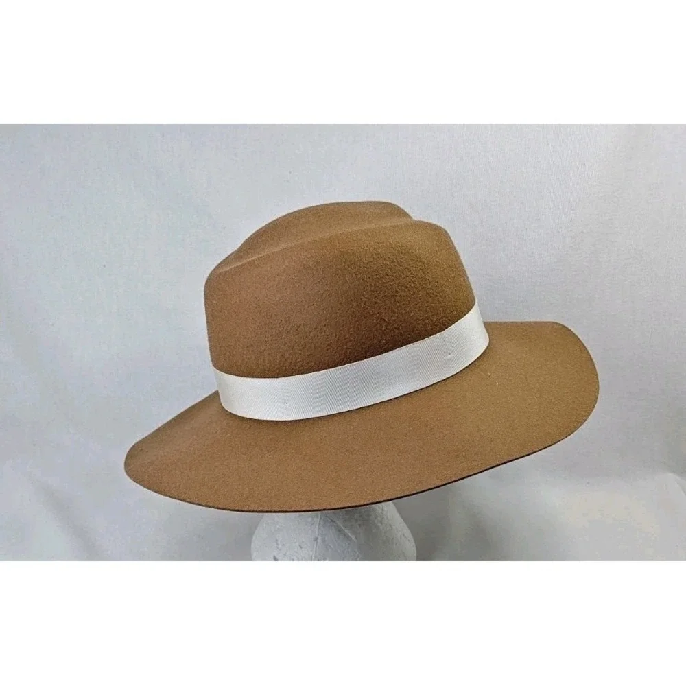 Rag & Bone Women's Medium Brown New‎ York Zoe Wool Summer Wide Brim Hat Cap
